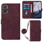 For Motorola Moto E22 4G / E22i 4G Crossbody 3D Embossed Flip Leather Phone Case(Wine Red) - 1