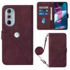 For Motorola Moto Edge 30 Pro / Edge+ 2022 Crossbody 3D Embossed Flip Leather Phone Case(Wine Red) - 1