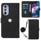For Motorola Moto Edge 30 Pro / Edge+ 2022 Crossbody 3D Embossed Flip Leather Phone Case(Black) - 1