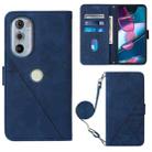 For Motorola Moto Edge 30 Pro / Edge+ 2022 Crossbody 3D Embossed Flip Leather Phone Case(Blue) - 1