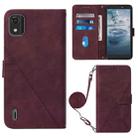 For Nokia C2 2ND Edition Crossbody 3D Embossed Flip Leather Phone Case(Wine Red) - 1