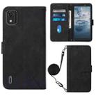 For Nokia C2 2ND Edition Crossbody 3D Embossed Flip Leather Phone Case(Black) - 1