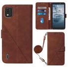 For Nokia C2 2ND Edition Crossbody 3D Embossed Flip Leather Phone Case(Brown) - 1
