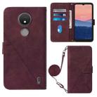 For Nokia C21 Crossbody 3D Embossed Flip Leather Phone Case(Wine Red) - 1