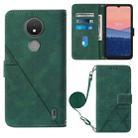 For Nokia C21 Crossbody 3D Embossed Flip Leather Phone Case(Dark Green) - 1