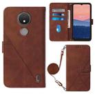 For Nokia C21 Crossbody 3D Embossed Flip Leather Phone Case(Brown) - 1