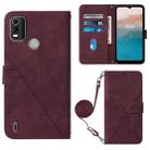 For Nokia C21 Plus Crossbody 3D Embossed Flip Leather Phone Case(Wine Red) - 1