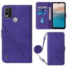 For Nokia C21 Plus Crossbody 3D Embossed Flip Leather Phone Case(Purple) - 1