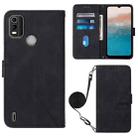 For Nokia C21 Plus Crossbody 3D Embossed Flip Leather Phone Case(Black) - 1