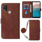 For Nokia C21 Plus Crossbody 3D Embossed Flip Leather Phone Case(Brown) - 1