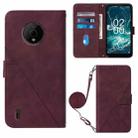 For Nokia C200 Crossbody 3D Embossed Flip Leather Phone Case(Wine Red) - 1