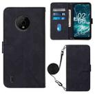 For Nokia C200 Crossbody 3D Embossed Flip Leather Phone Case(Black) - 1