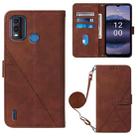 For Nokia G11 Plus Crossbody 3D Embossed Flip Leather Phone Case(Brown) - 1