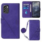 For Nokia G60 5G Crossbody 3D Embossed Flip Leather Phone Case(Purple) - 1