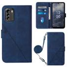 For Nokia G60 5G Crossbody 3D Embossed Flip Leather Phone Case(Blue) - 1