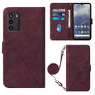 For Nokia G100 Crossbody 3D Embossed Flip Leather Phone Case(Wine Red) - 1