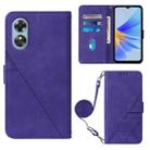 For OPPO A17 4G Crossbody 3D Embossed Flip Leather Phone Case(Purple) - 1