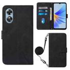 For OPPO A17 4G Crossbody 3D Embossed Flip Leather Phone Case(Black) - 1
