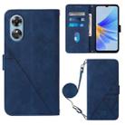 For OPPO A17 4G Crossbody 3D Embossed Flip Leather Phone Case(Blue) - 1