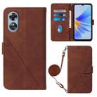 For OPPO A17 4G Crossbody 3D Embossed Flip Leather Phone Case(Brown) - 1