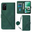 For OPPO A55S 5G CPH2309 JP Edition Crossbody 3D Embossed Flip Leather Phone Case(Dark Green) - 1