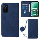 For OPPO A55S 5G CPH2309 JP Edition Crossbody 3D Embossed Flip Leather Phone Case(Blue) - 1