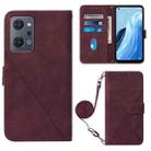 For OPPO Reno7 A JP Edition Crossbody 3D Embossed Flip Leather Phone Case(Wine Red) - 1