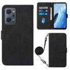 For OPPO Reno7 A JP Edition Crossbody 3D Embossed Flip Leather Phone Case(Black) - 1