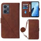 For OPPO Reno7 A JP Edition Crossbody 3D Embossed Flip Leather Phone Case(Brown) - 1