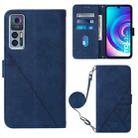 For TCL 30 5G / 30+ 5G Crossbody 3D Embossed Flip Leather Phone Case(Blue) - 1