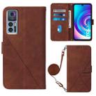 For TCL 30 5G / 30+ 5G Crossbody 3D Embossed Flip Leather Phone Case(Brown) - 1