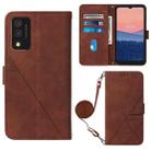 For TCL 30T T603DL Crossbody 3D Embossed Flip Leather Phone Case(Brown) - 1