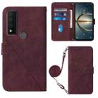 For TCL 30 V 5G T781S / 30XE 5G Crossbody 3D Embossed Flip Leather Phone Case(Wine Red) - 1