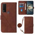 For TCL 30 V 5G T781S / 30XE 5G Crossbody 3D Embossed Flip Leather Phone Case(Brown) - 1