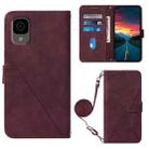 For TCL 30Z T602DL Crossbody 3D Embossed Flip Leather Phone Case(Wine Red) - 1