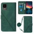 For TCL 30Z T602DL Crossbody 3D Embossed Flip Leather Phone Case(Dark Green) - 1