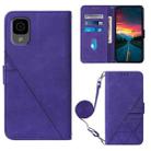 For TCL 30Z T602DL Crossbody 3D Embossed Flip Leather Phone Case(Purple) - 1