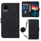 For TCL 30Z T602DL Crossbody 3D Embossed Flip Leather Phone Case(Black) - 1