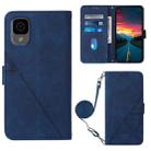 For TCL 30Z T602DL Crossbody 3D Embossed Flip Leather Phone Case(Blue) - 1