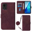 For TCL 303 Crossbody 3D Embossed Flip Leather Phone Case(Wine Red) - 1