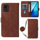 For TCL 303 Crossbody 3D Embossed Flip Leather Phone Case(Brown) - 1