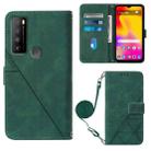 For TCL 30XL T701DL Crossbody 3D Embossed Flip Leather Phone Case(Dark Green) - 1