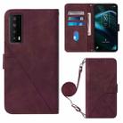 For TCL Stylus 5G Crossbody 3D Embossed Flip Leather Phone Case(Wine Red) - 1