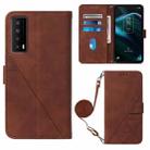 For TCL Stylus 5G Crossbody 3D Embossed Flip Leather Phone Case(Brown) - 1