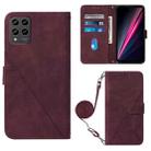 For T-Mobile Revvl 6 Pro 5G Crossbody 3D Embossed Flip Leather Phone Case(Wine Red) - 1