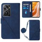 For ZTE Axon 40 Pro Crossbody 3D Embossed Flip Leather Phone Case(Blue) - 1