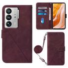 For ZTE Axon 40 Ultra Crossbody 3D Embossed Flip Leather Phone Case(Wine Red) - 1