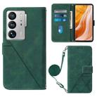 For ZTE Axon 40 Ultra Crossbody 3D Embossed Flip Leather Phone Case(Dark Green) - 1