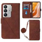 For ZTE Axon 40 Ultra Crossbody 3D Embossed Flip Leather Phone Case(Brown) - 1