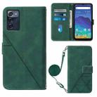 For ZTE Consumer Cellular ZMAX 5G Crossbody 3D Embossed Flip Leather Phone Case(Dark Green) - 1